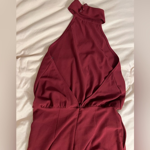 Burgundy - high neck - open back - formal romper/jumper - Picture 4 of 6